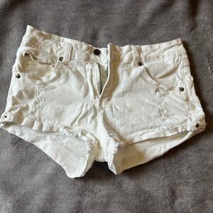 Ocean Drive White Distressed Jean Shorts